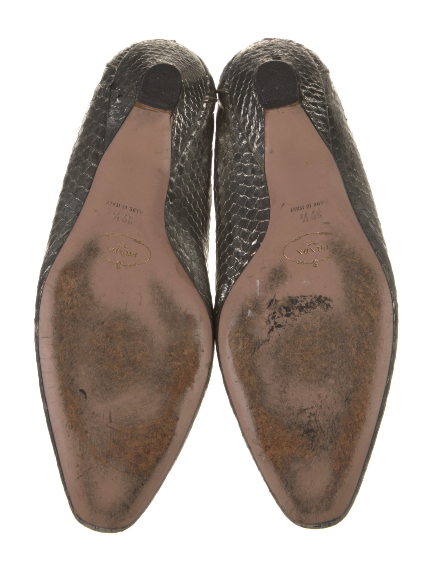 Prada Leather Crystal Embellishments Ballet Flats